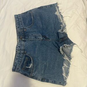 "Cotton On high-rise jean shorts, size 10."